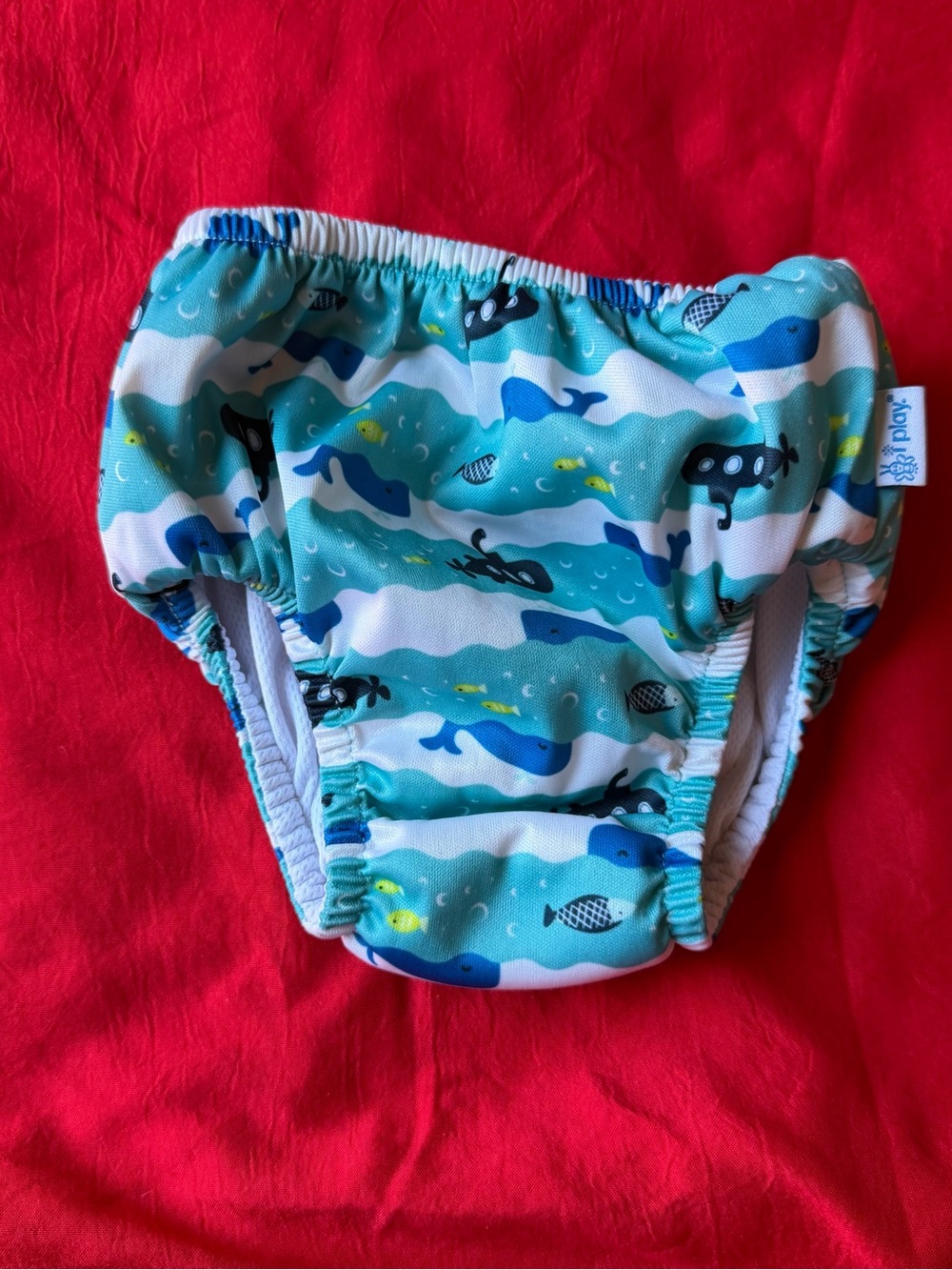 i play. Aqua and Navy Whale Print Reusable Swim Diaper
